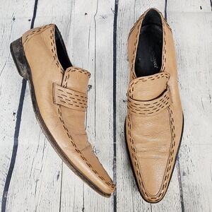 DOLCE & GABBANA | leather slipon stitch detail moc toe loafers shoes